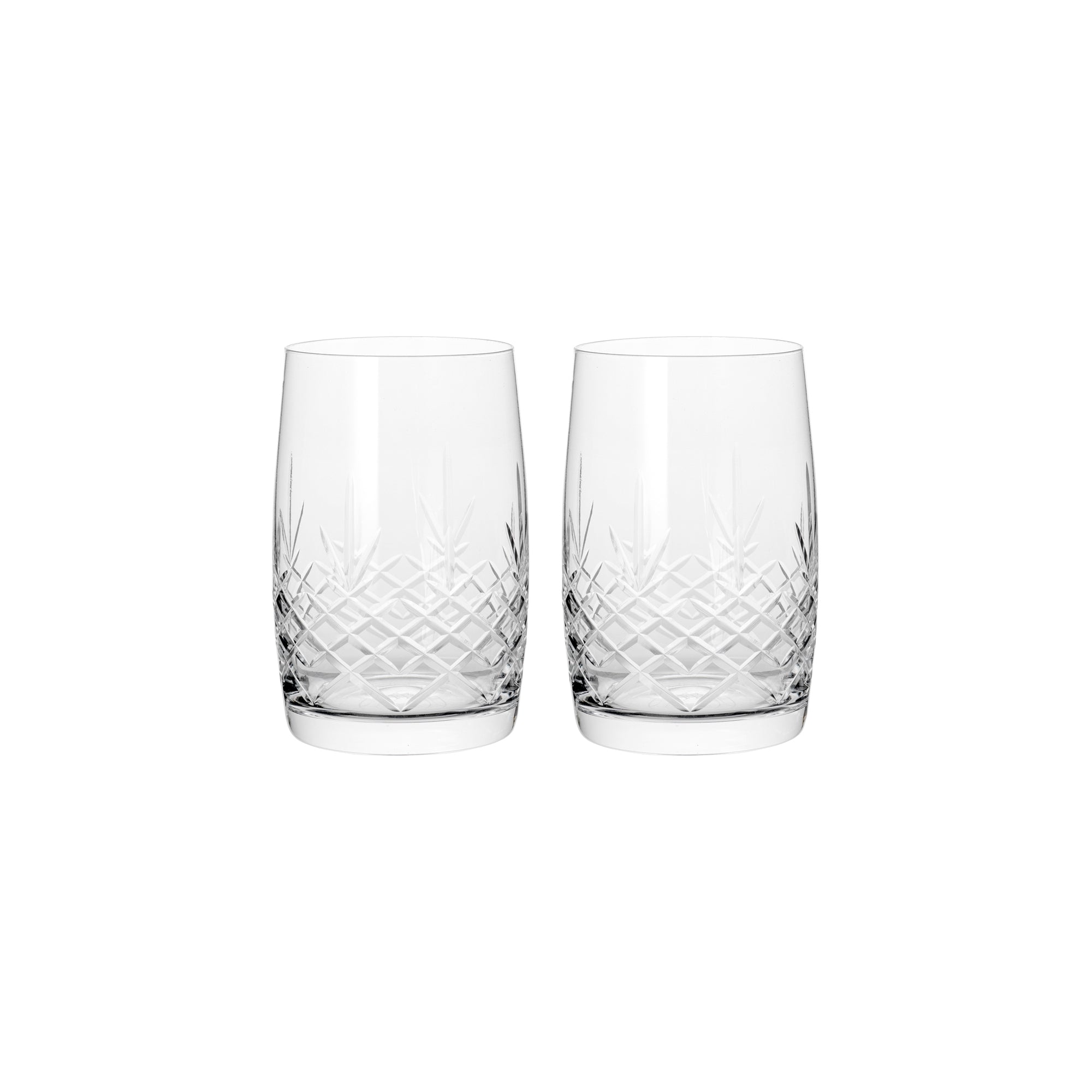 Set of two clear crystal glasses with diamond pattern, Scandinavian design by Frederik Bagger, Aqua XL style.